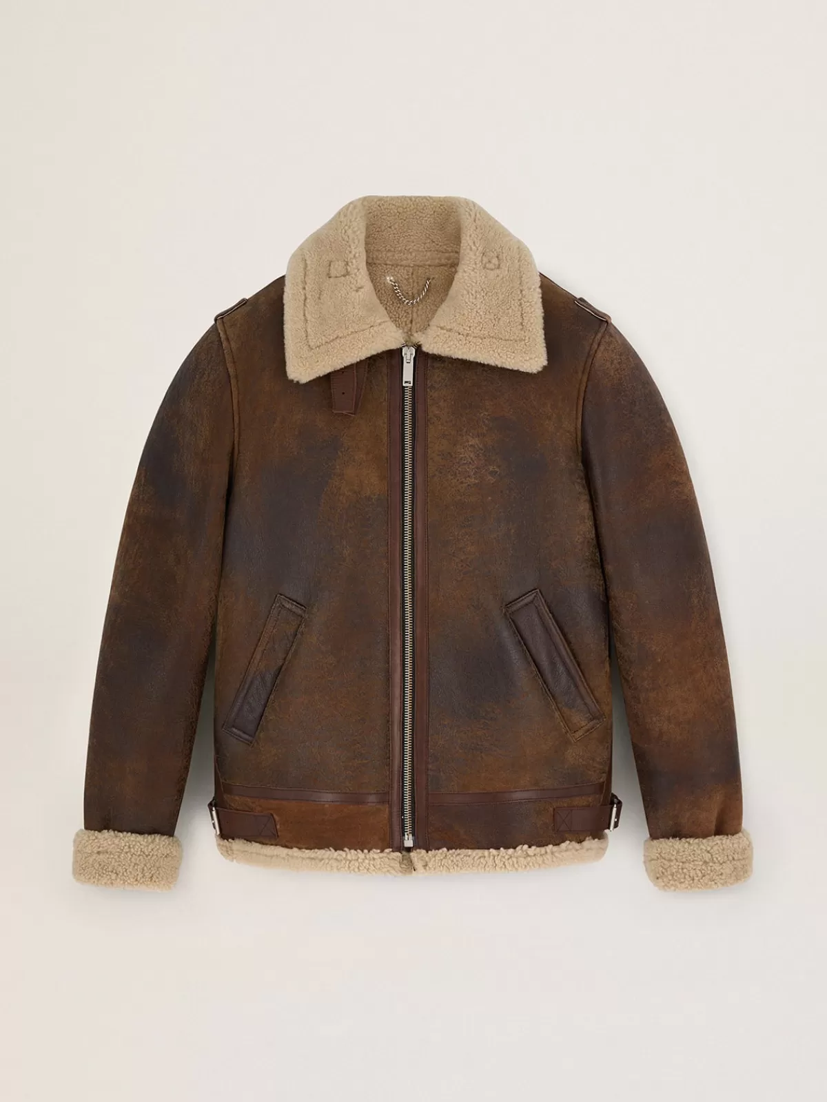 Golden Goose Journey Collection Arvel shearling jacket brownandbeige Shop