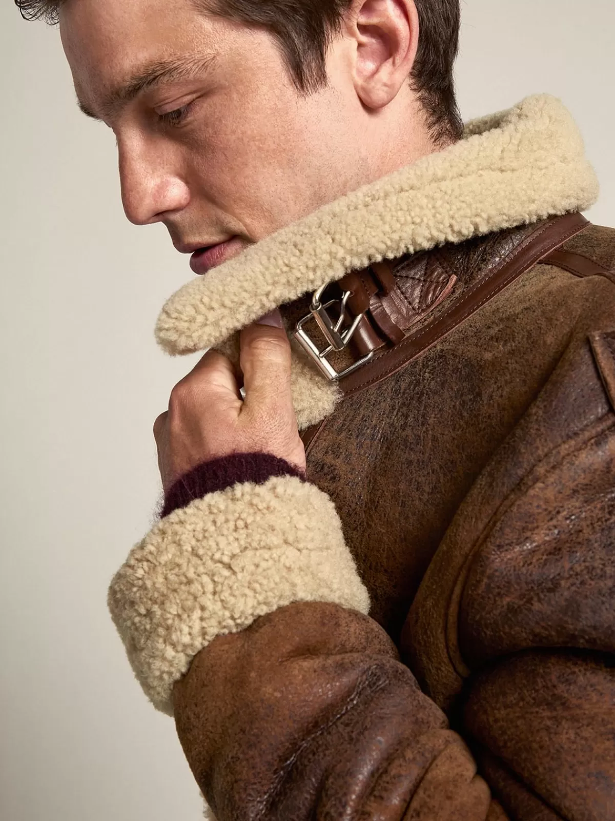 Golden Goose Journey Collection Arvel shearling jacket brownandbeige Shop