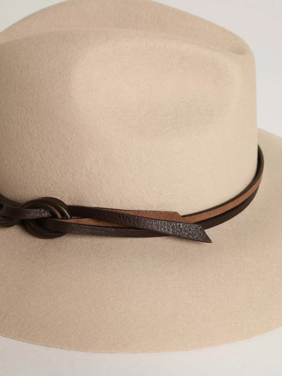 Golden Goose Journey Collection dove- Fedora hat with leather strap gray Cheap