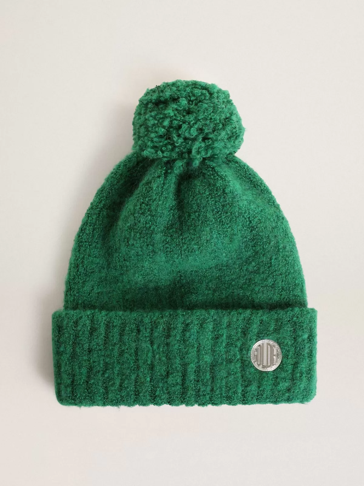 Golden Goose Journey Collection green wool beanie with pompom burgundyandwhite Online