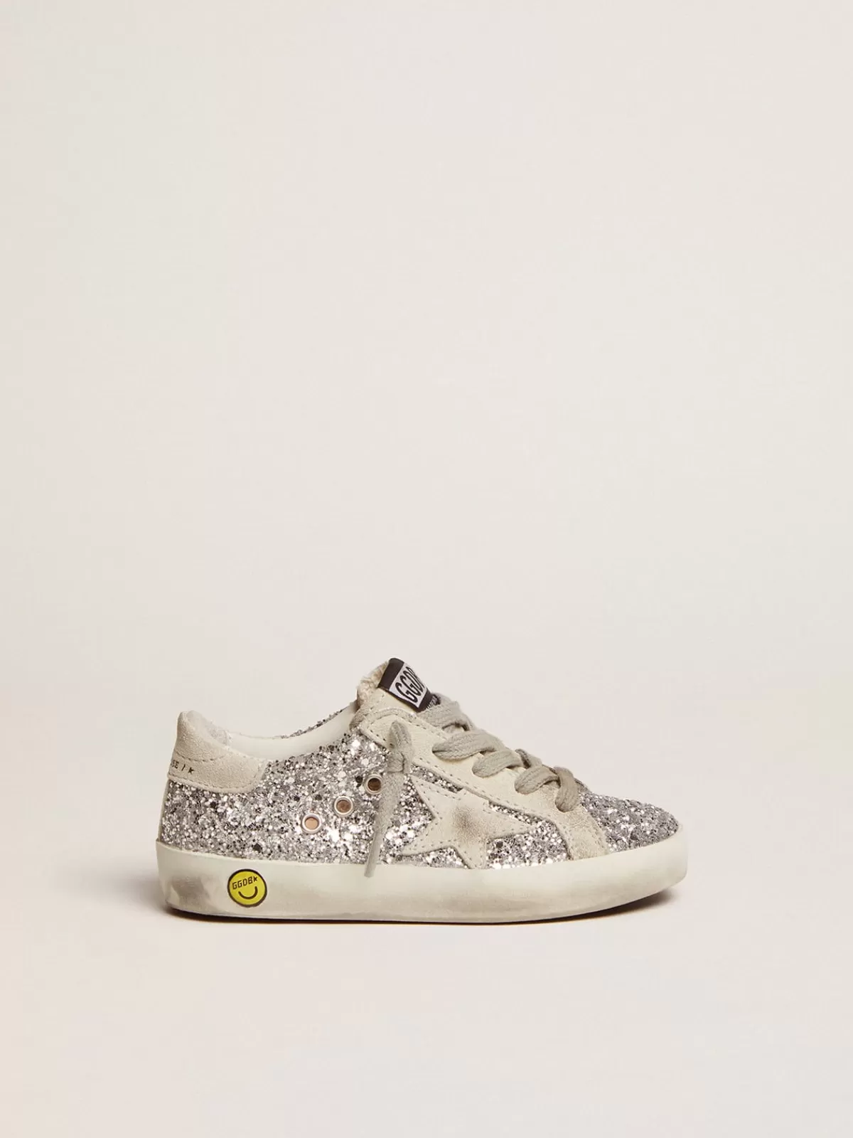 Golden Goose Junior Super-Star with glitter and suede details silver Discount