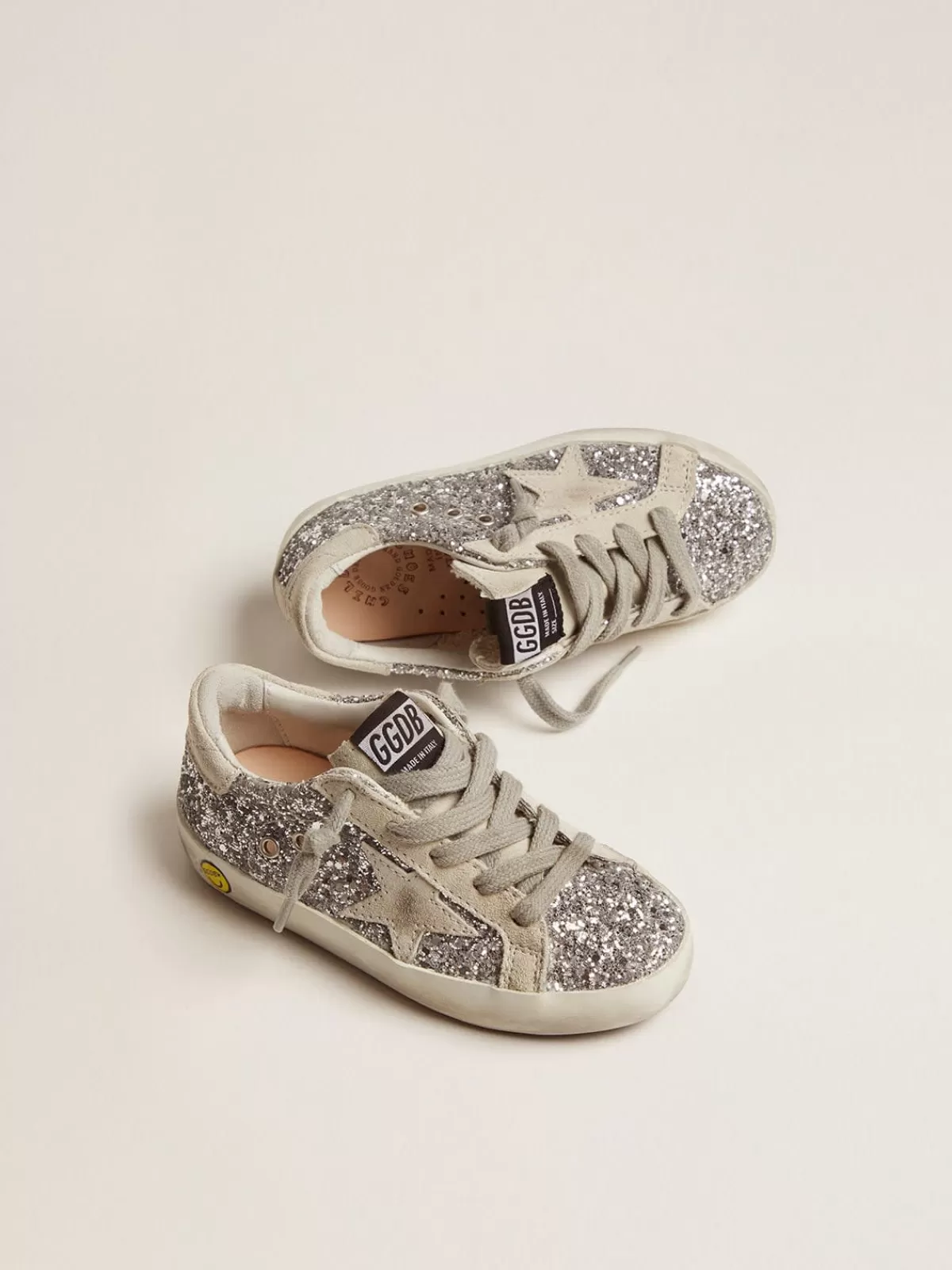 Golden Goose Junior Super-Star with glitter and suede details silver Discount