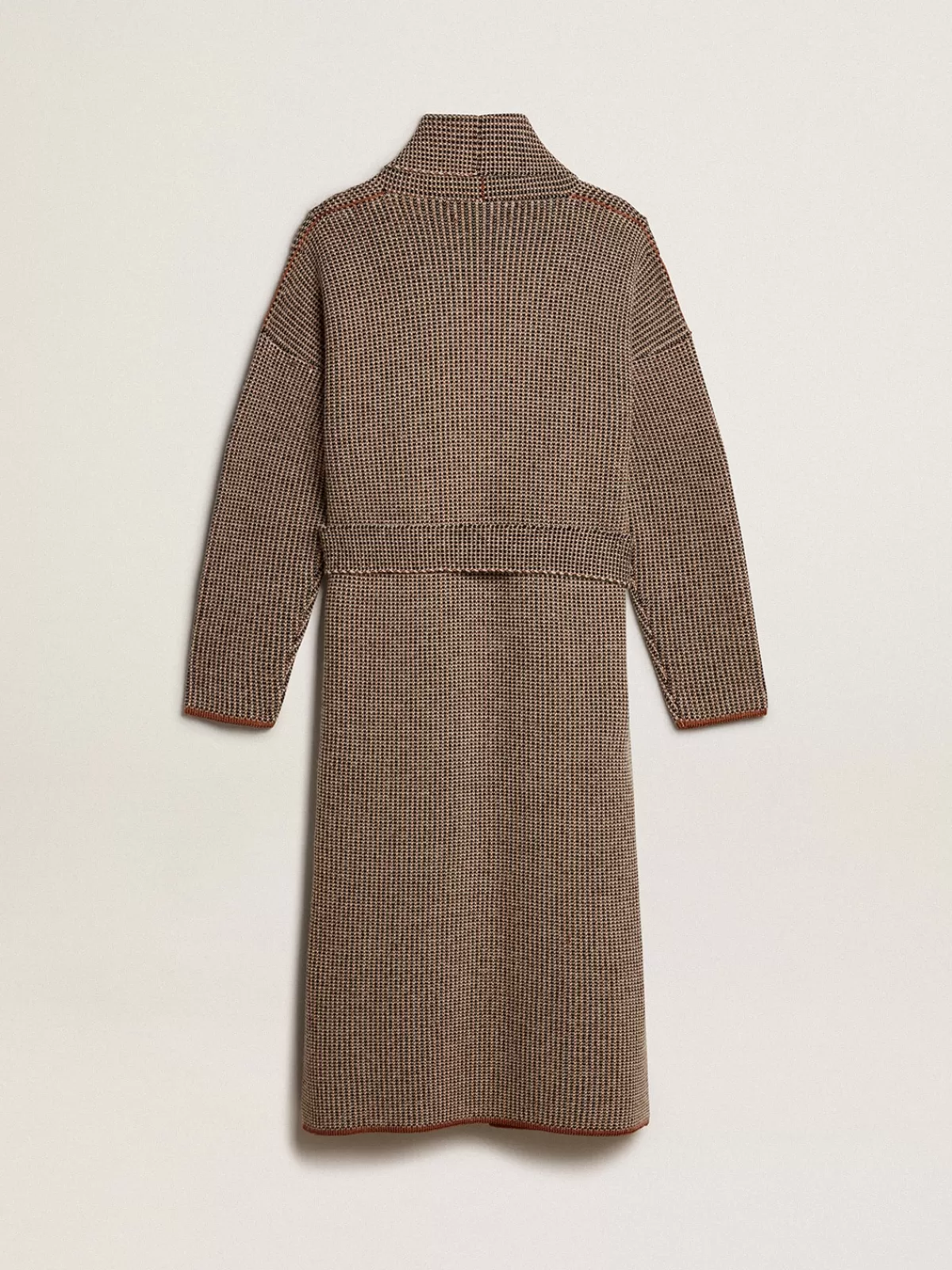 Golden Goose Long brown cardigan with belt white Flash Sale