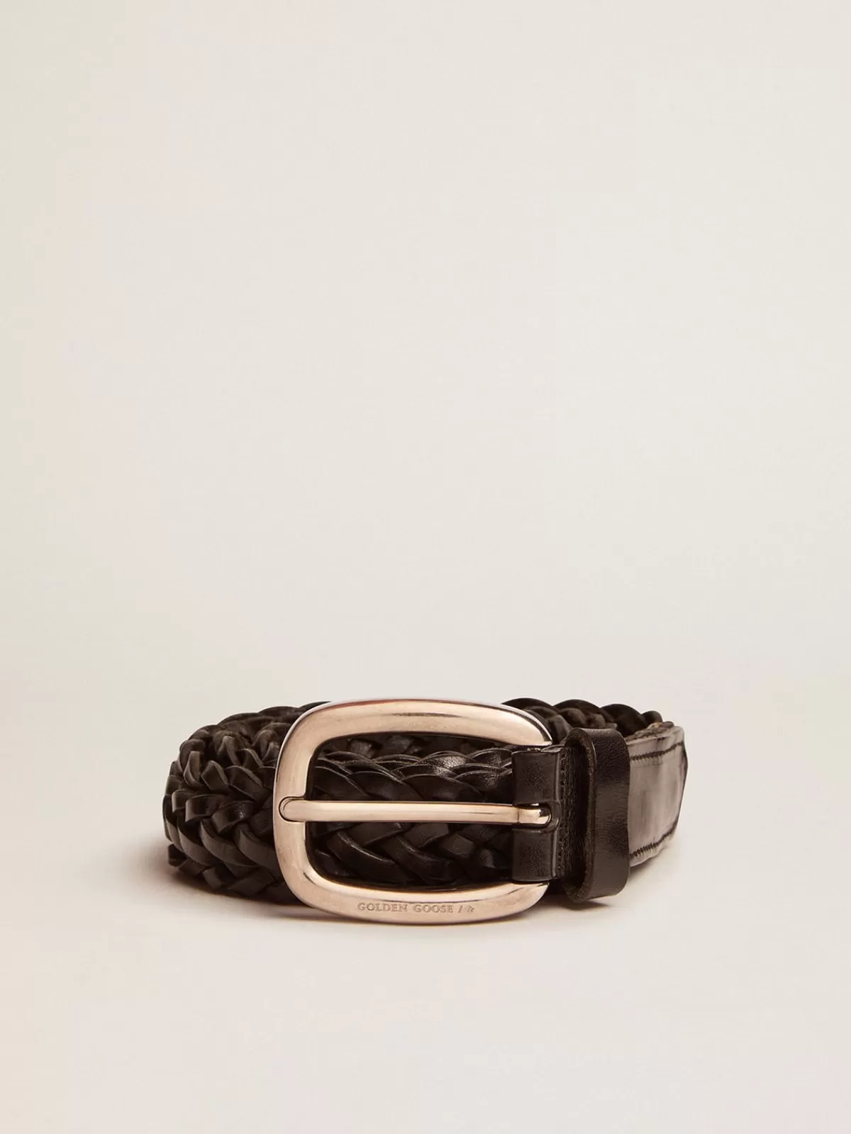 Golden Goose Men’s belt in braided leather black Cheap