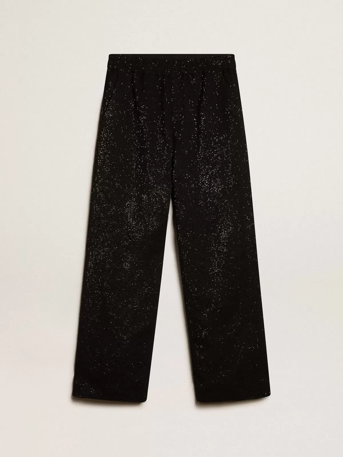 Golden Goose Men’s black joggers in linen blend with sequins darkgreen Online