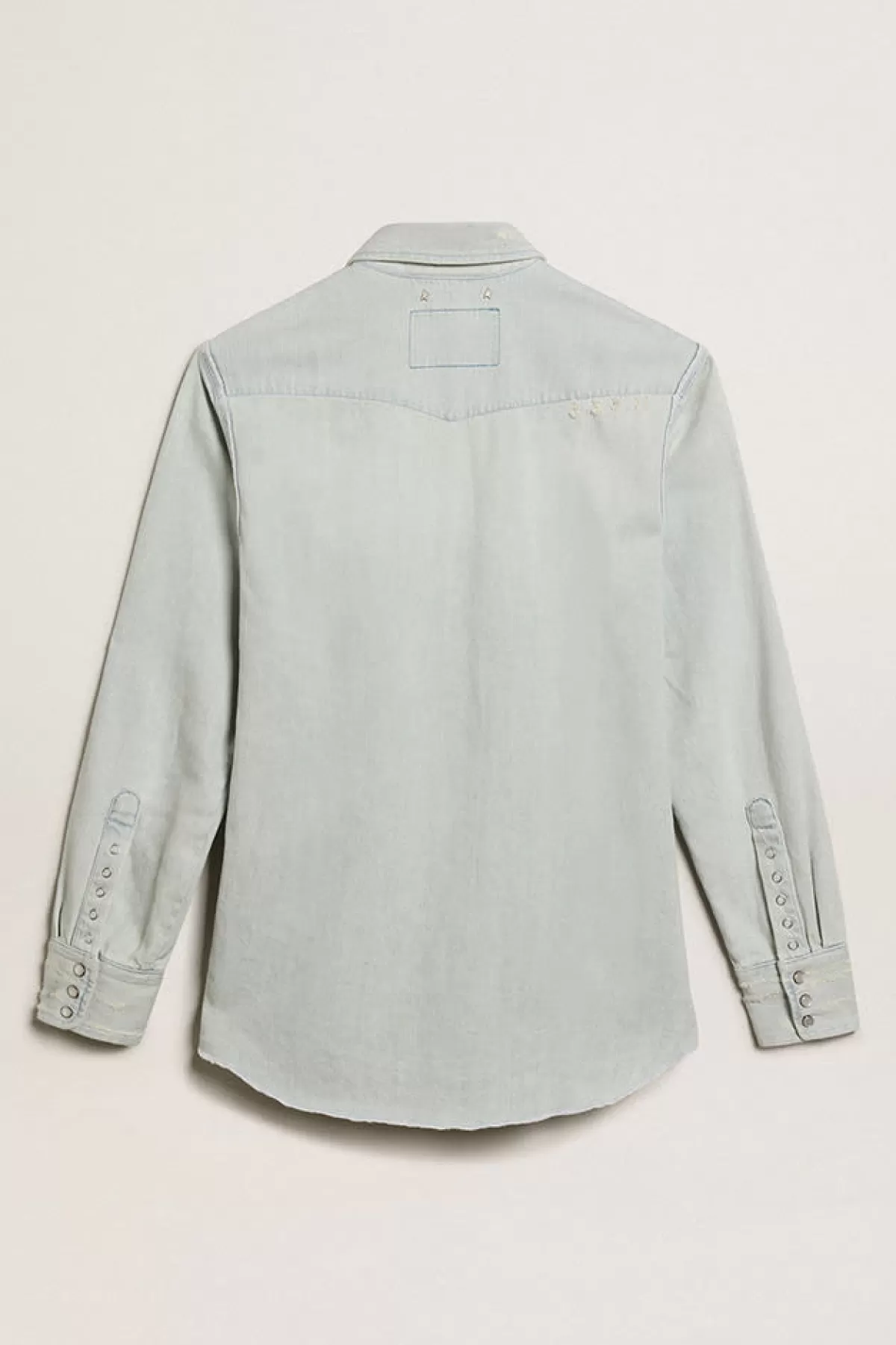 Golden Goose Men's bleached denim shirt with hammered studs bleachedblue Online