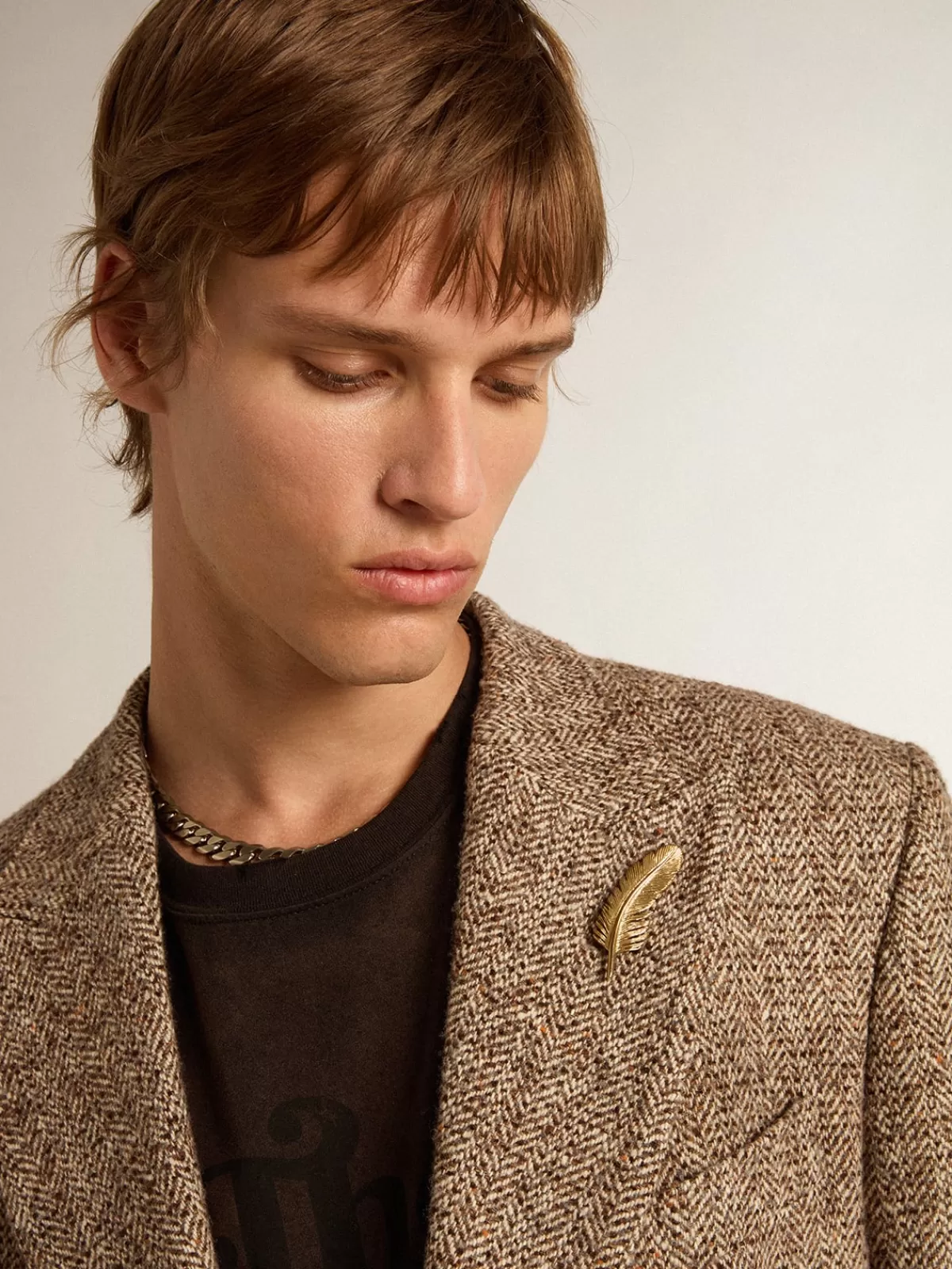 Golden Goose Men’s brown double-breasted blazer with button fastening brownandbeige Shop