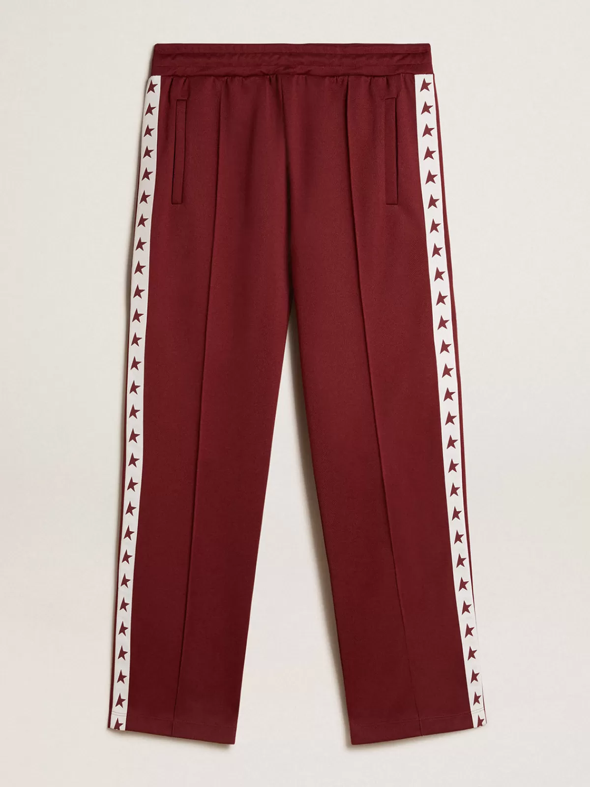 Golden Goose Men’s burgundy joggers with stars on the sides burgundyandwhite Cheap