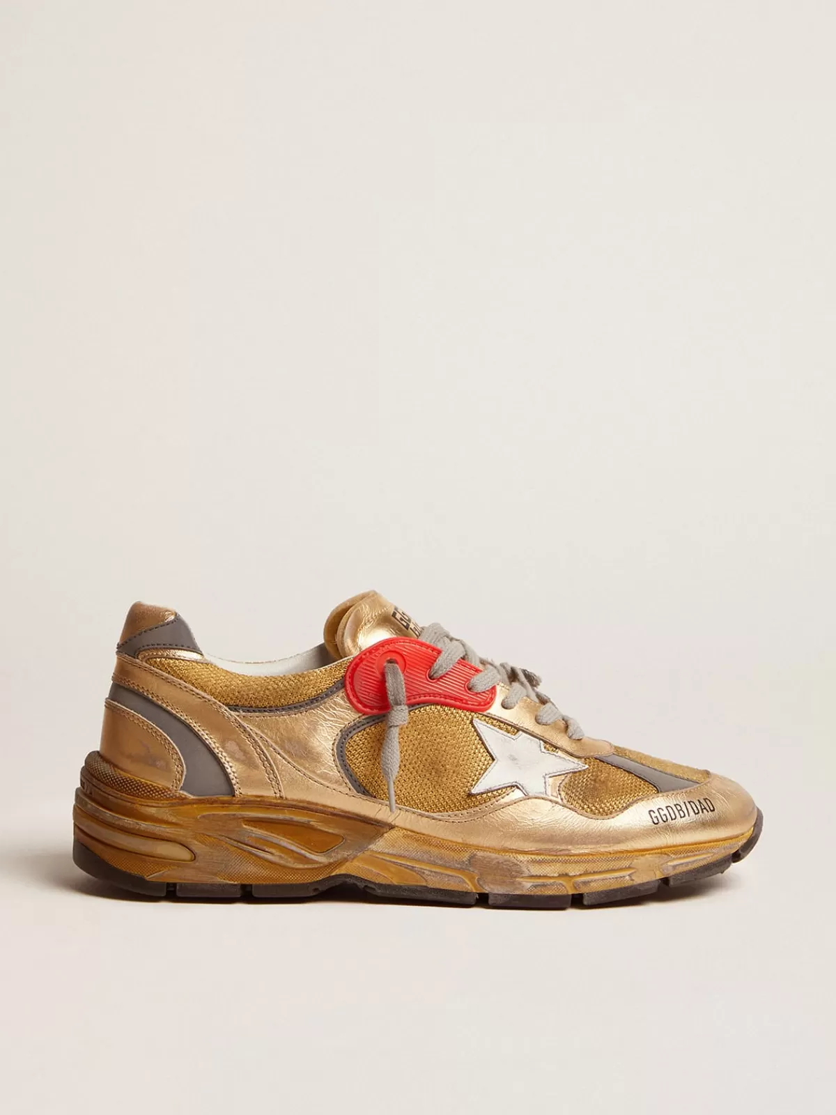 Golden Goose Men's Dad-Star with distressed finish gold Sale