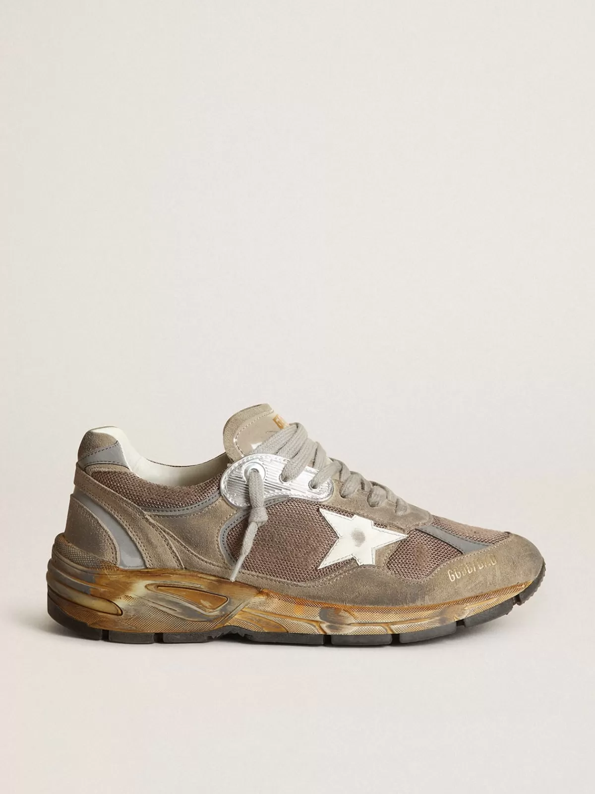 Golden Goose Men's Dad-Star in dove gray mesh and suede Hot