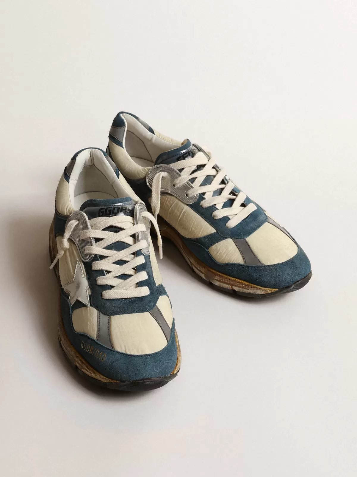 Golden Goose Men’s Dad-Star in petrol-blue suede with white leather star New