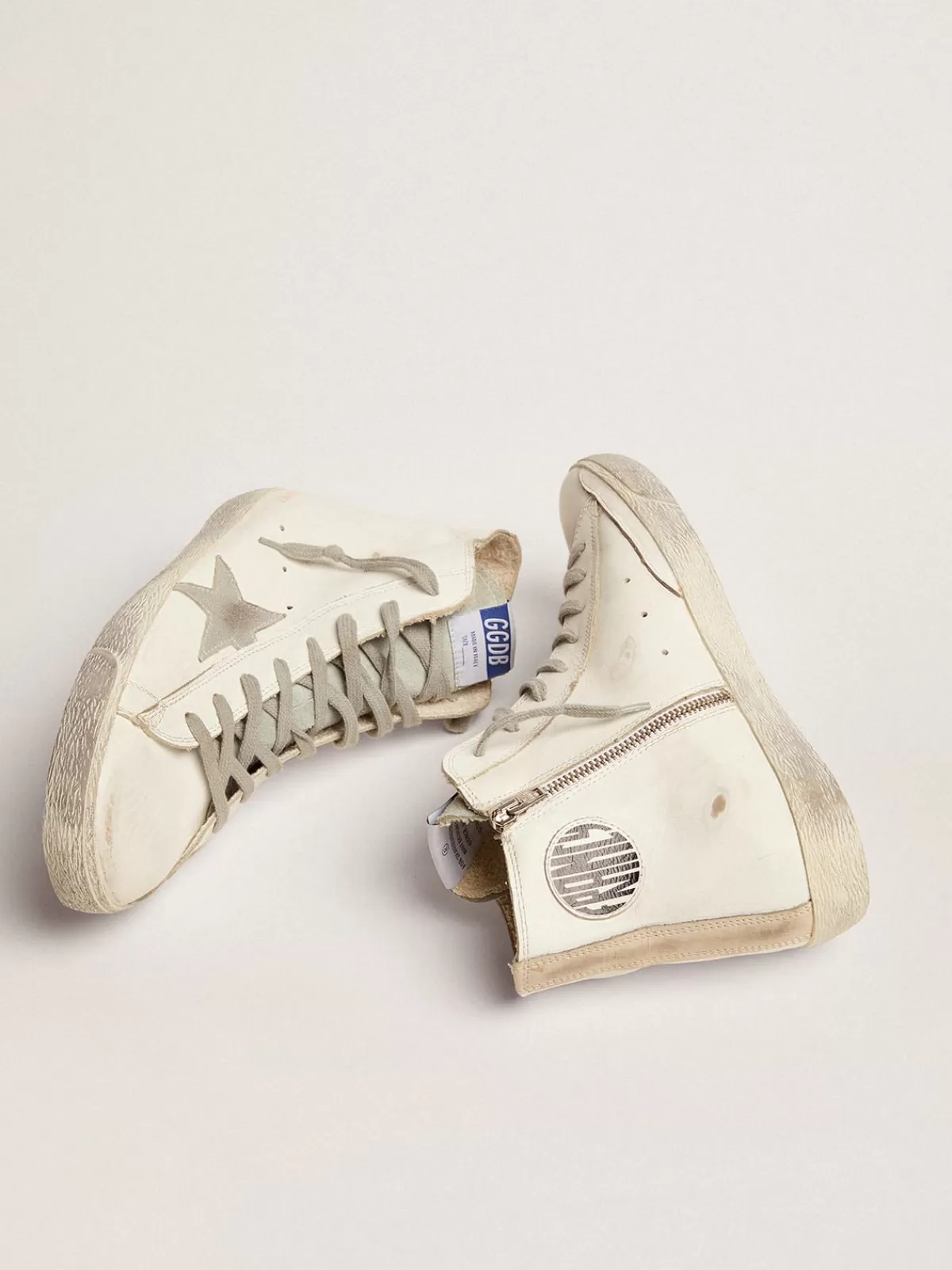 Golden Goose Men's Francy in leather with silver suede star Sale