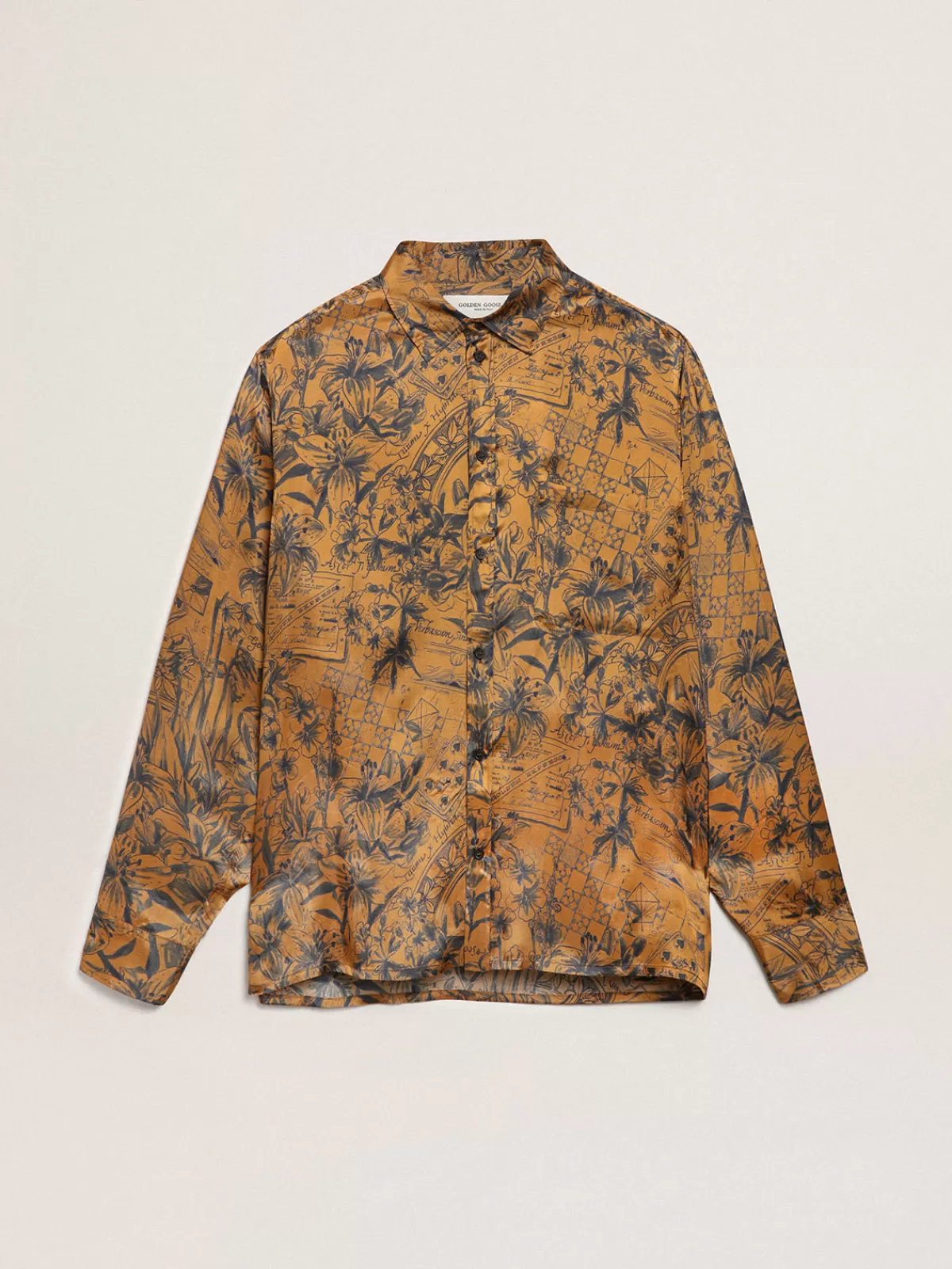 Golden Goose Men's golden brown shirt with notebook print goldenbrown Store