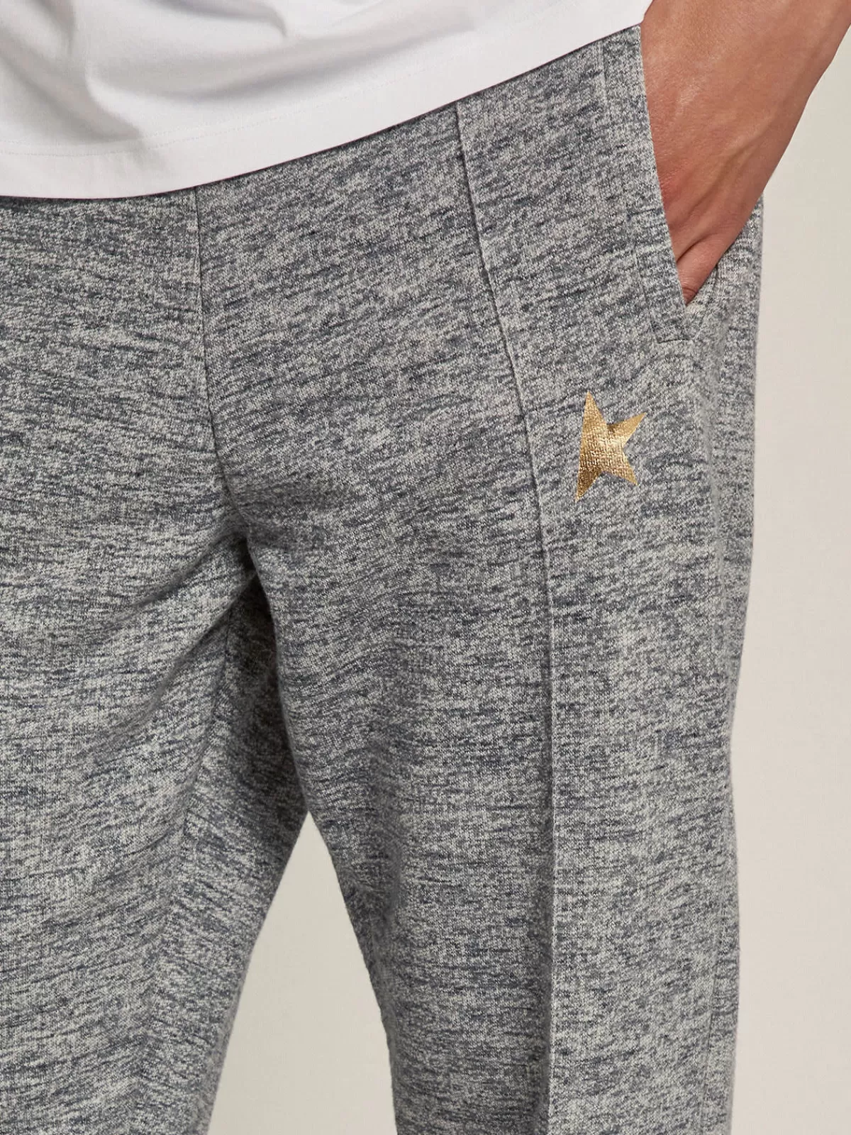 Golden Goose Men's gray joggers with gold star on the front melangegray Cheap