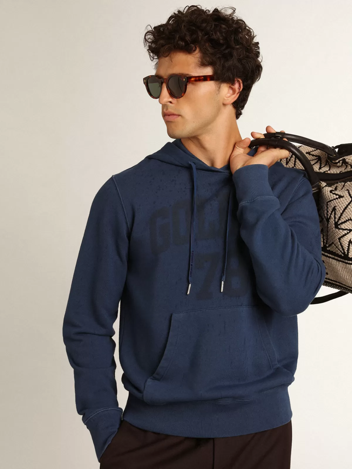 Golden Goose Men's midshipman blue sweatshirt with lettering midshipmanblue Flash Sale