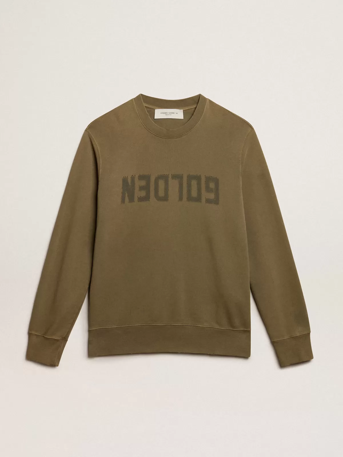 Golden Goose Men's olive green sweatshirt with Golden lettering olivegreen Fashion