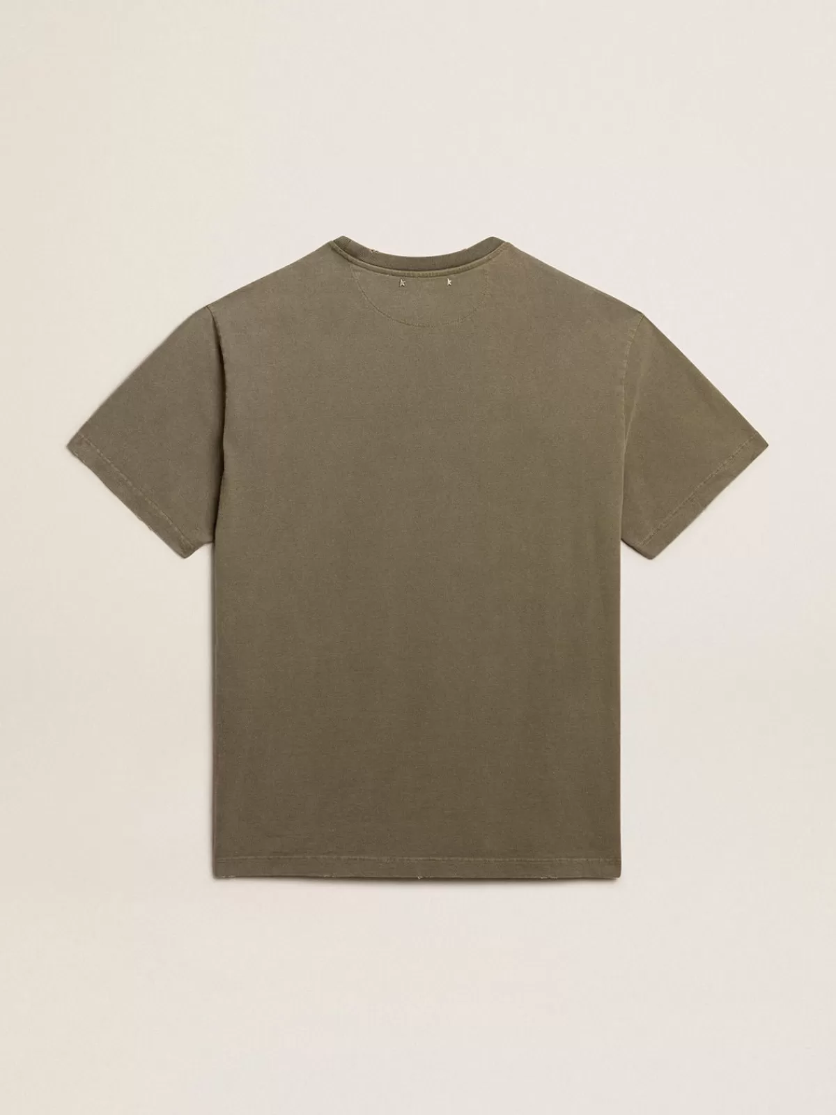 Golden Goose Men's olive green T-shirt with Golden lettering beech Shop