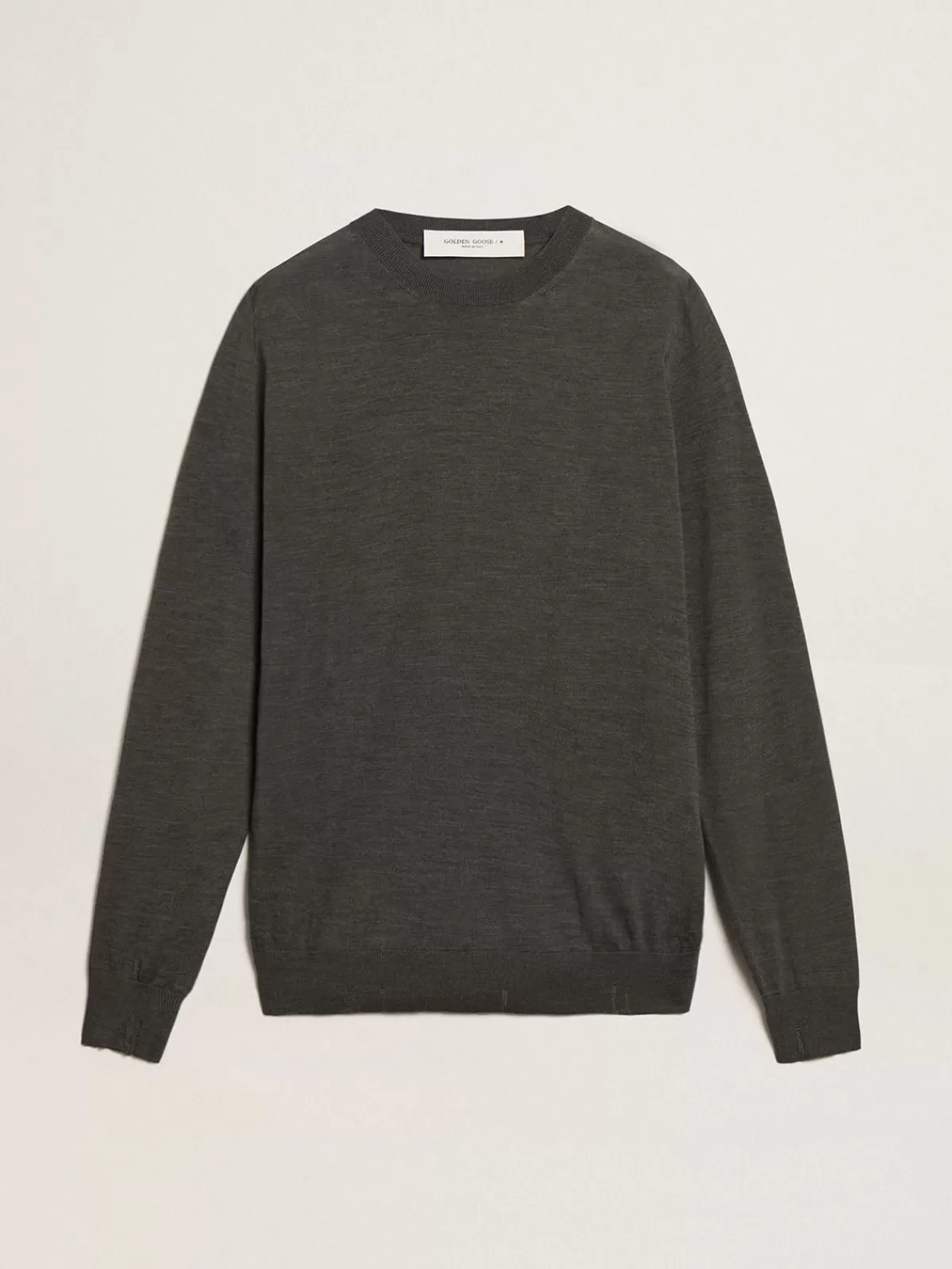 Golden Goose Men's round-neck sweater in dark gray mélange wool darkgraymelange Hot