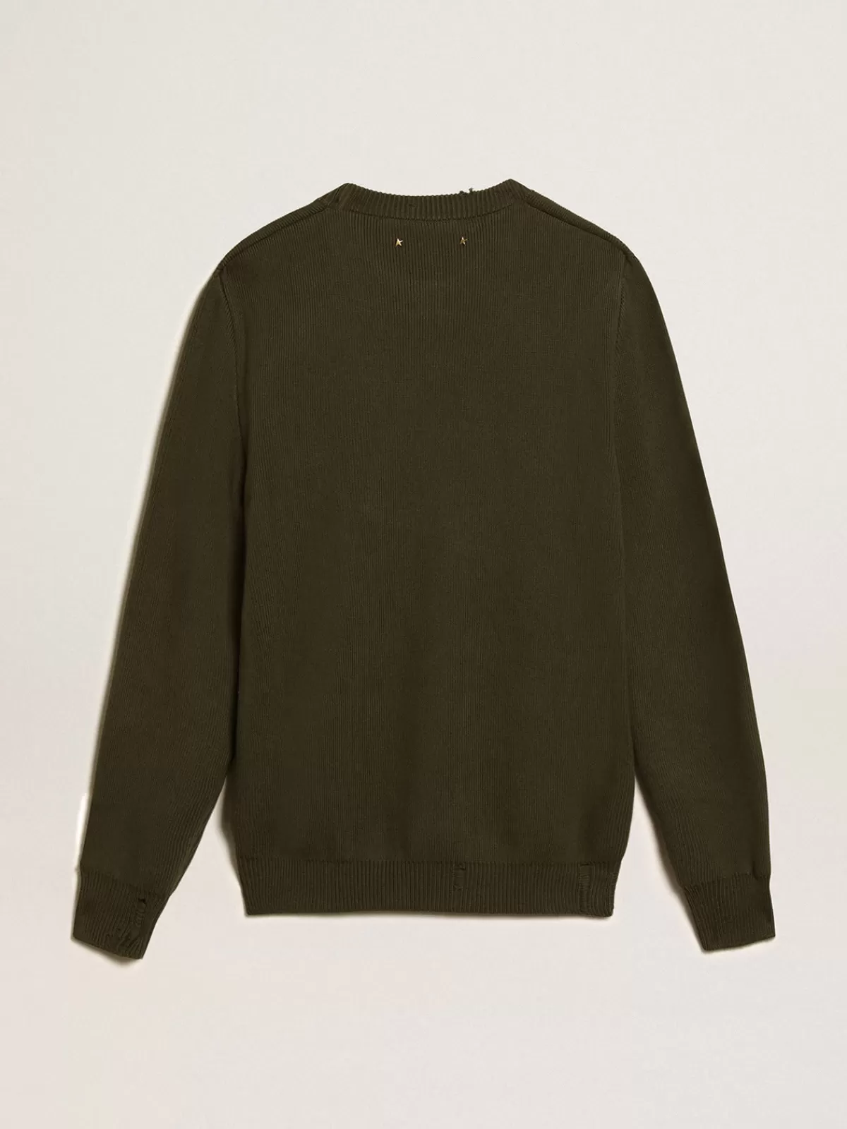 Golden Goose Men's round-neck sweater in military green cotton militarygreen Fashion