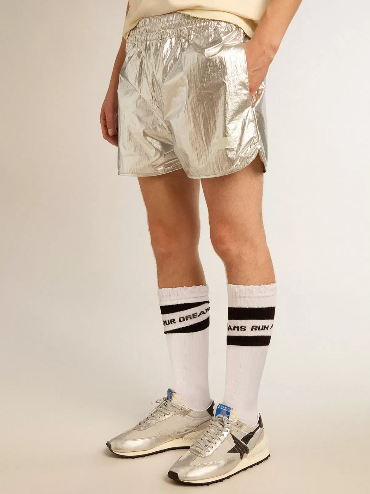 Golden Goose Men's running shorts in fabric silver Online