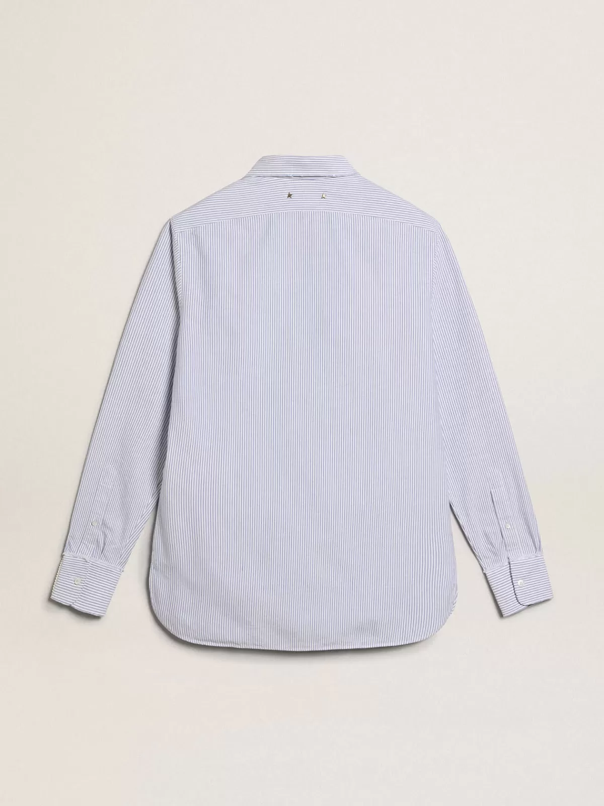 Golden Goose Men's shirt with narrow stripes whiteandlightblue Discount