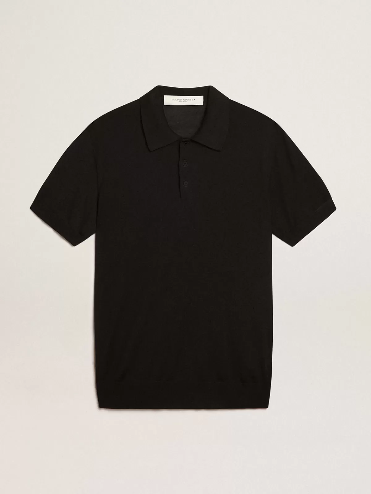 Golden Goose Men’s short-sleeved polo shirt in black merino wool darkgreen Online