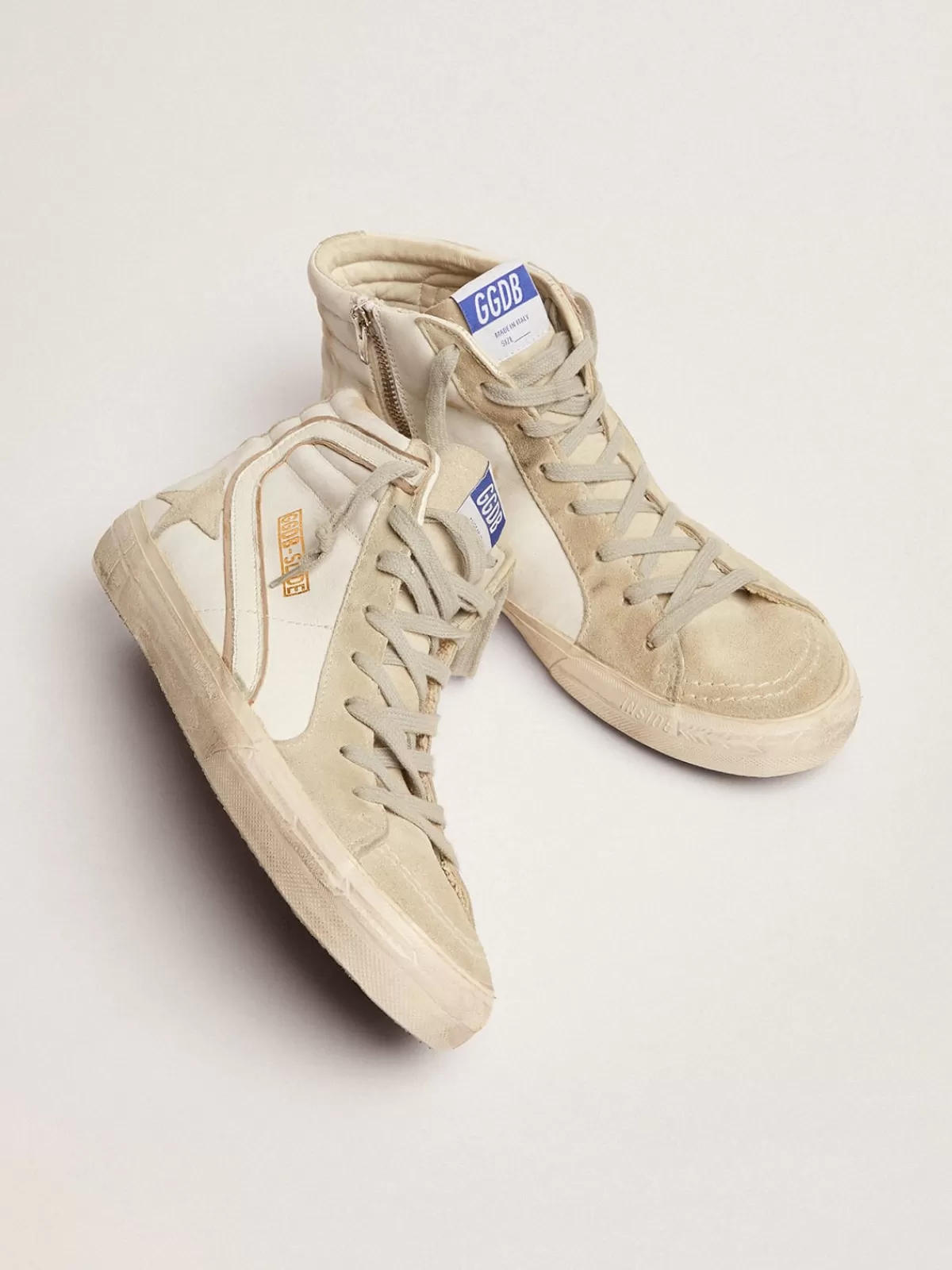 Golden Goose Men's Slide in leather with suede details Fashion