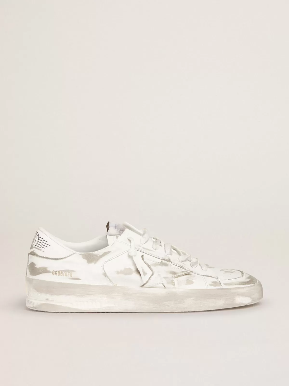 Golden Goose Men's Stardan in white leather with distressed effect Online