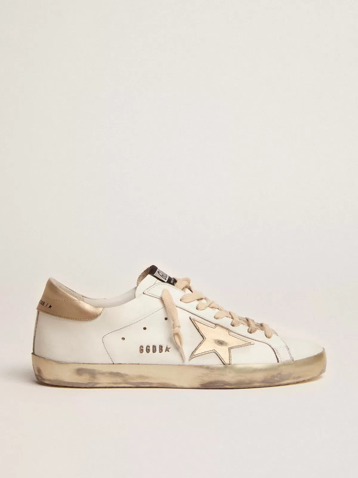 Golden Goose Men's Super-Star with gold sparkle foxing and lettering Fashion