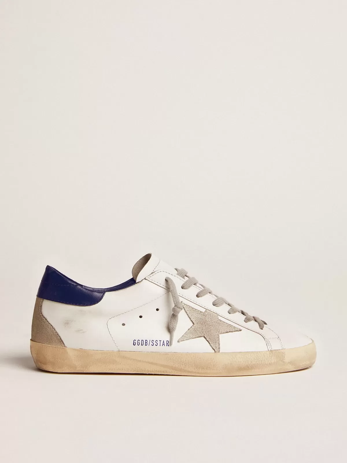 Golden Goose Men's Super-Star with suede star and blue heel tab Fashion