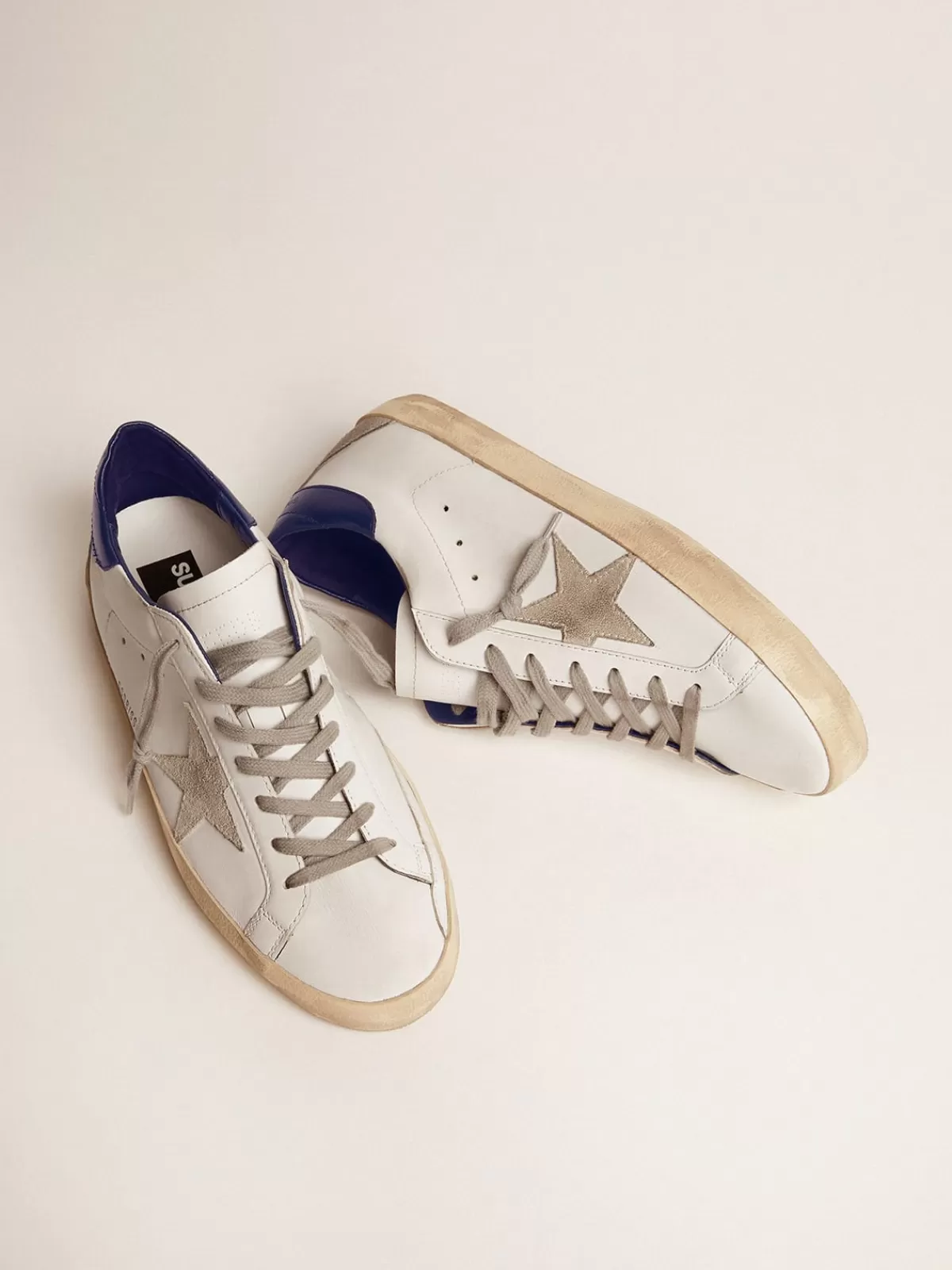 Golden Goose Men's Super-Star with suede star and blue heel tab Fashion