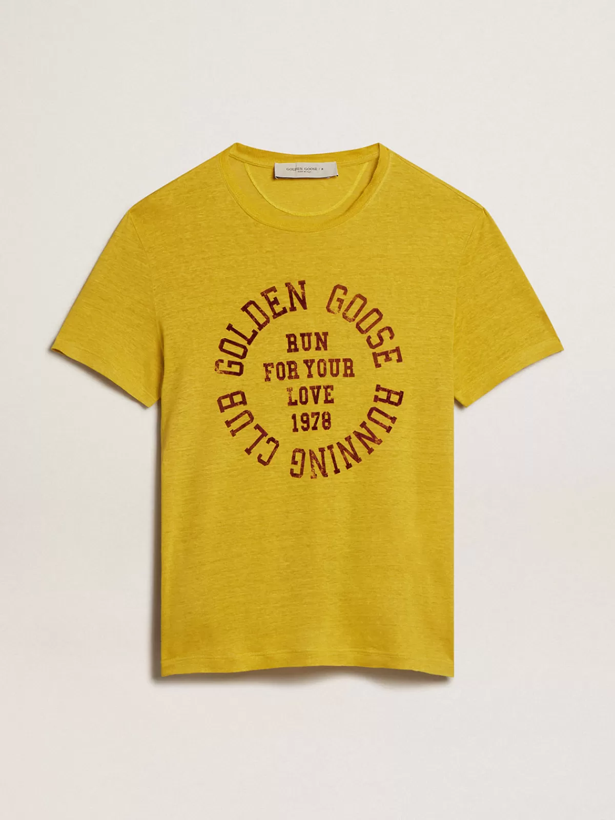 Golden Goose Men’s T-shirt in maize-yellow linen maizeyellow Store