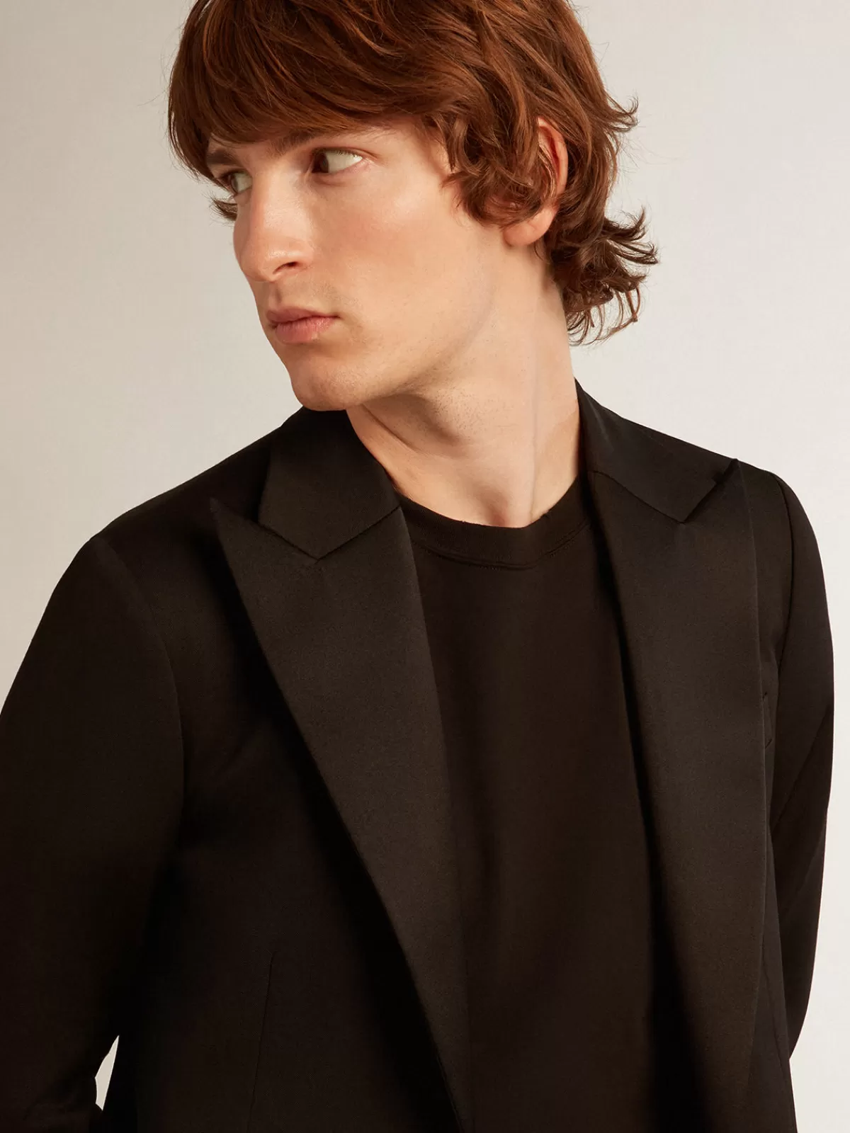 Golden Goose Men’s tuxedo jacket in wool gabardine black Best