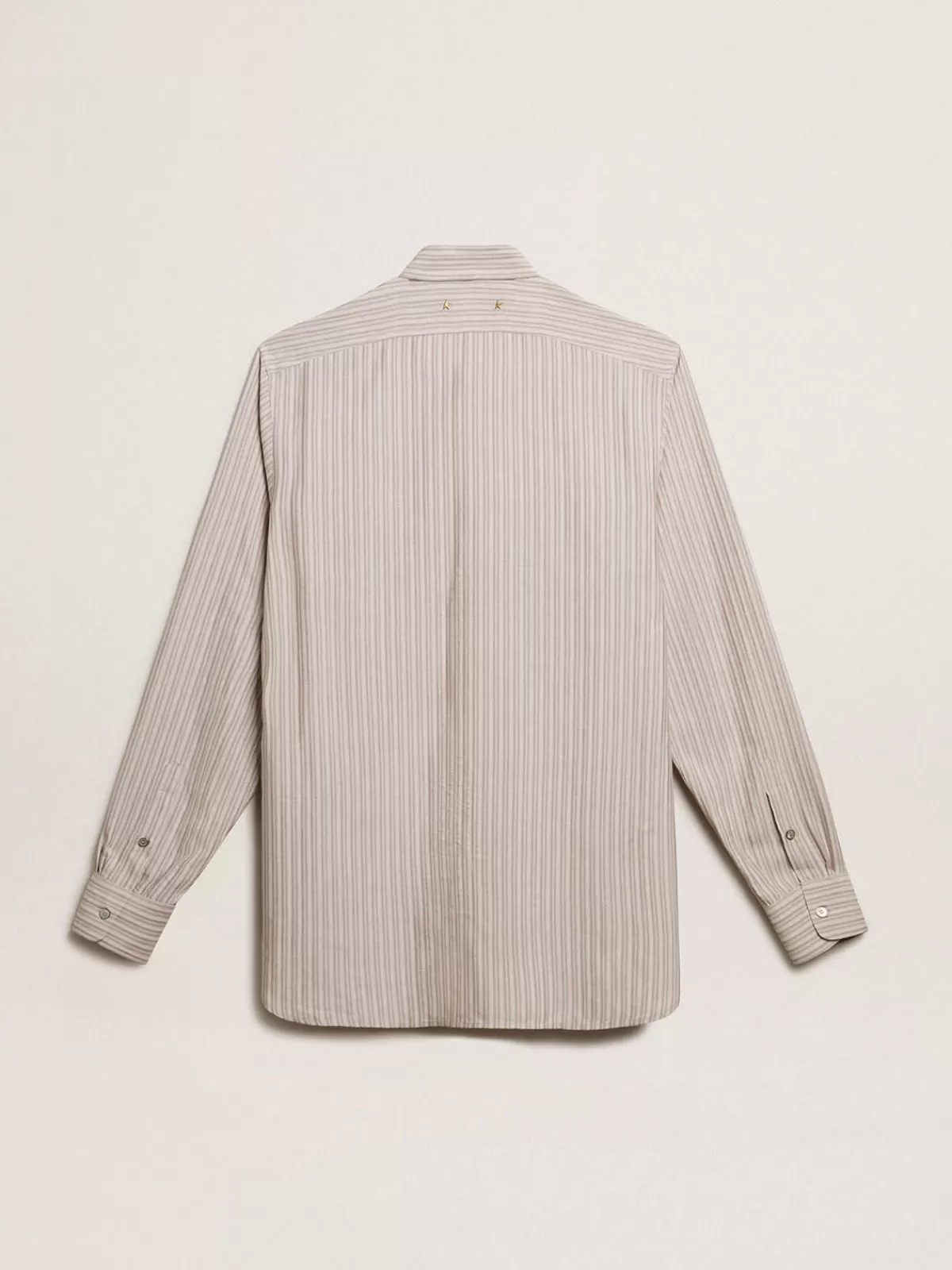 Golden Goose Men's viscose-blend linen shirt with striped pattern gray Best Sale