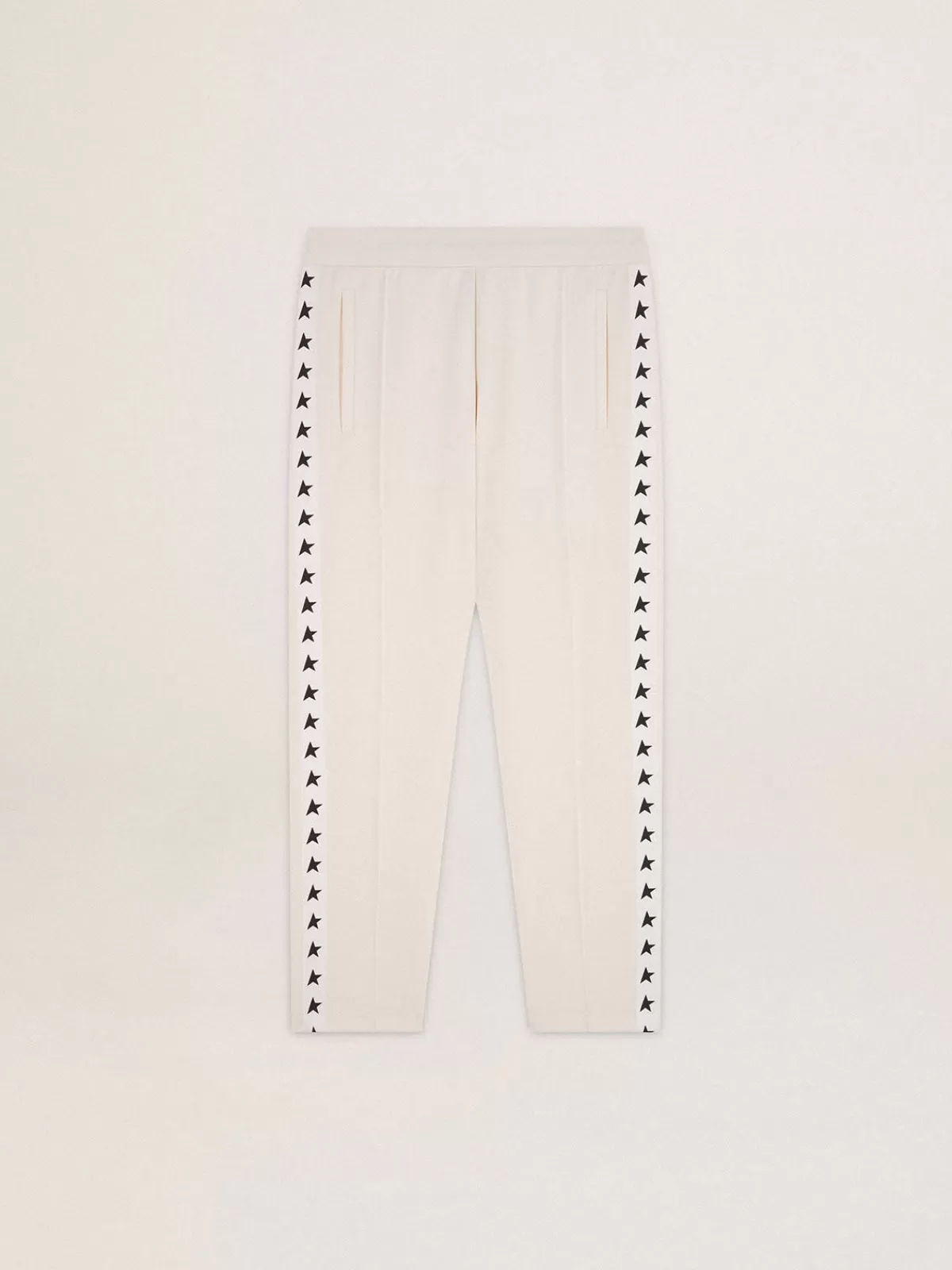 Golden Goose Men's white joggers with black stars on the sides papyruswhite Outlet