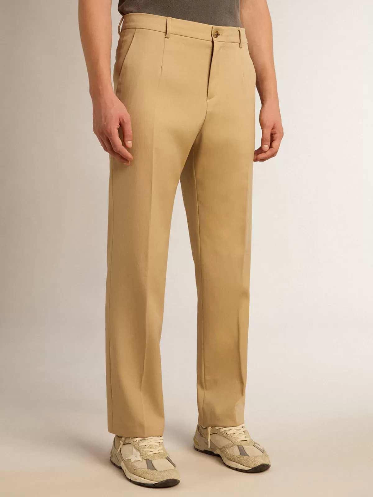 Golden Goose Men’s wool gabardine pants in sand New