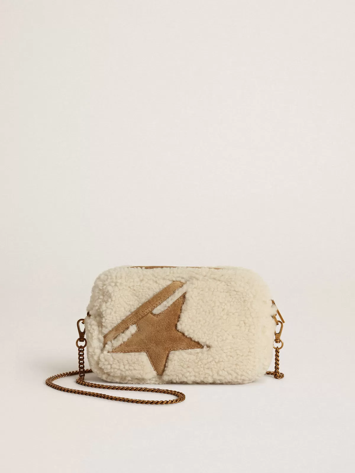 Golden Goose Mini Star Bag in shearling with suede star beige Online