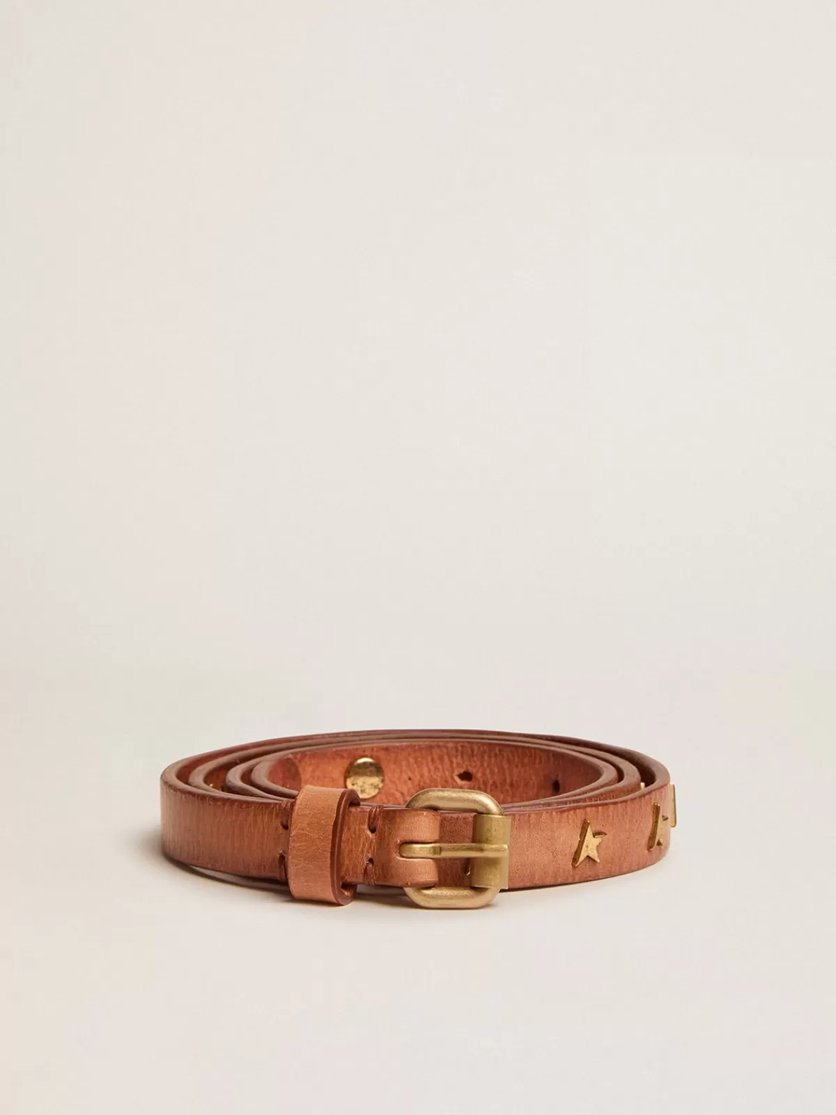 Golden Goose Molly leather belt with star-shaped studs tan Fashion