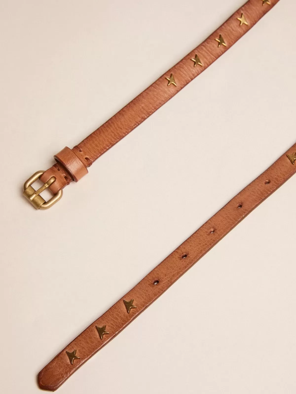 Golden Goose Molly leather belt with star-shaped studs tan Fashion