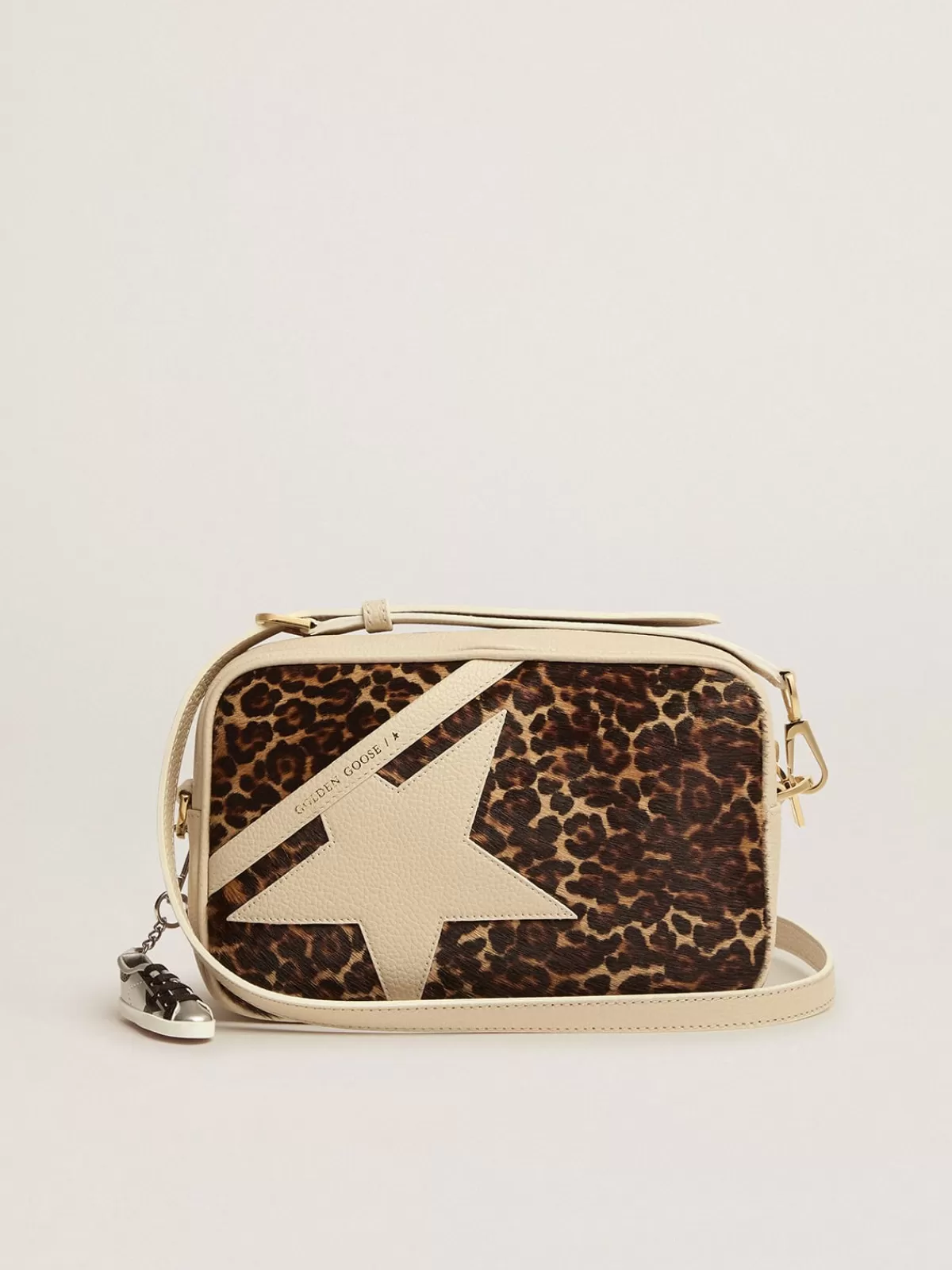 Golden Goose Off-white Star Bag with leopard-print pony skin insert Clearance