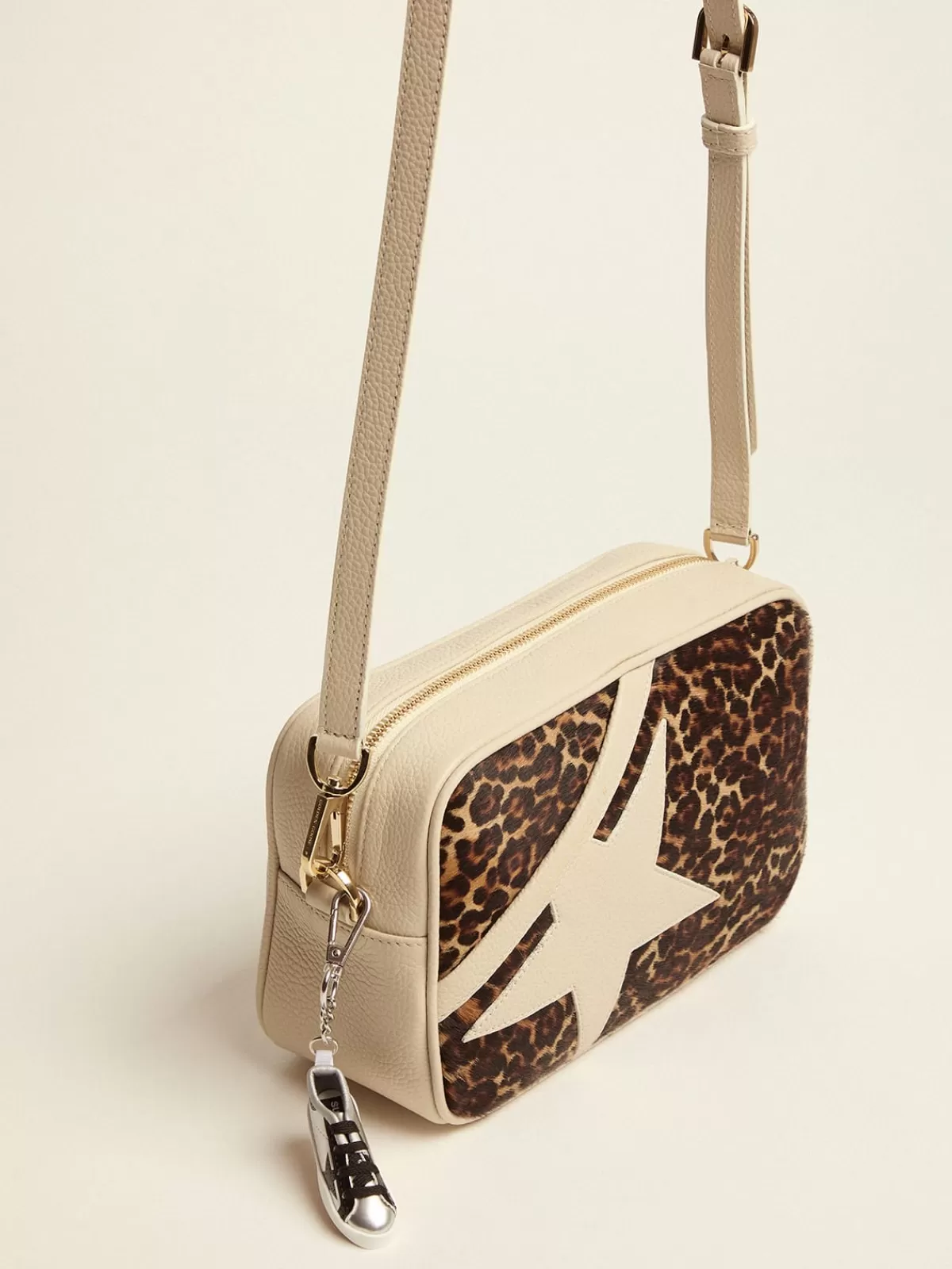 Golden Goose Off-white Star Bag with leopard-print pony skin insert Clearance