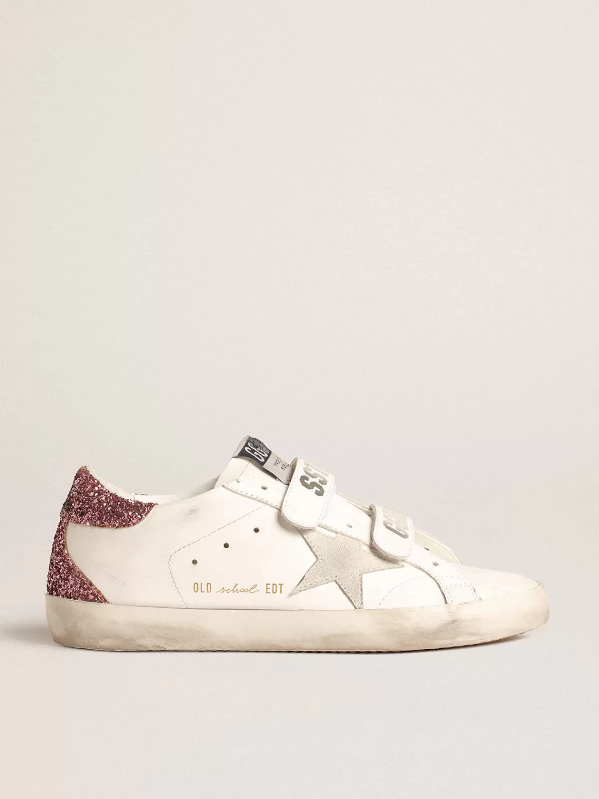 Golden Goose Old School with ice-gray suede star and glitter heel tab white Online