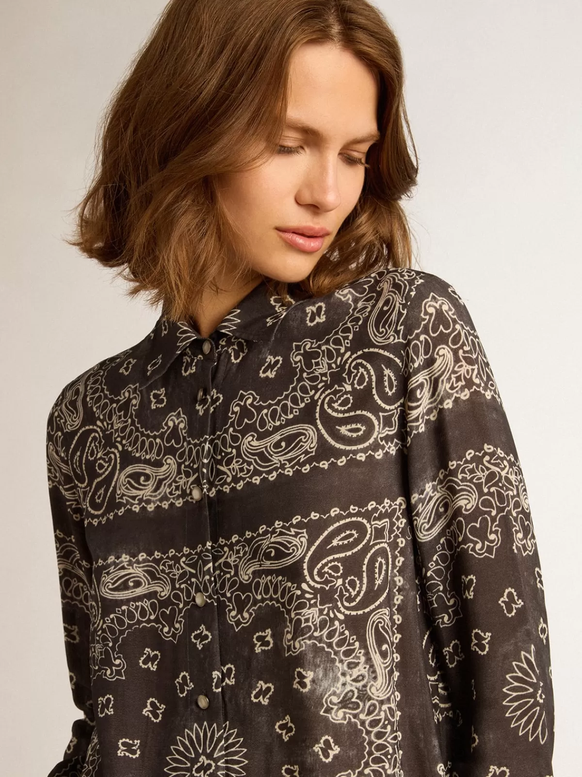 Golden Goose Pajama shirt in anthracite gray with paisley print anthracitegray Online