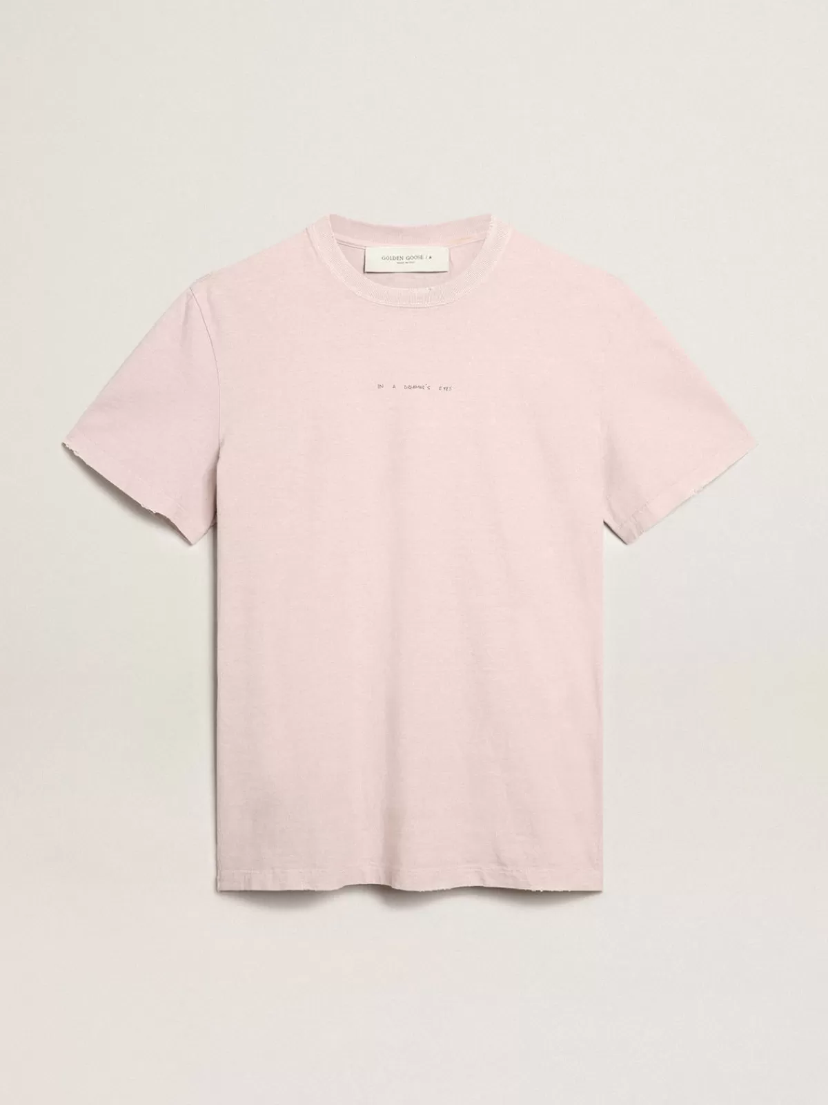 Golden Goose Pale pink men’s T-shirt with lettering in the center palepink Outlet