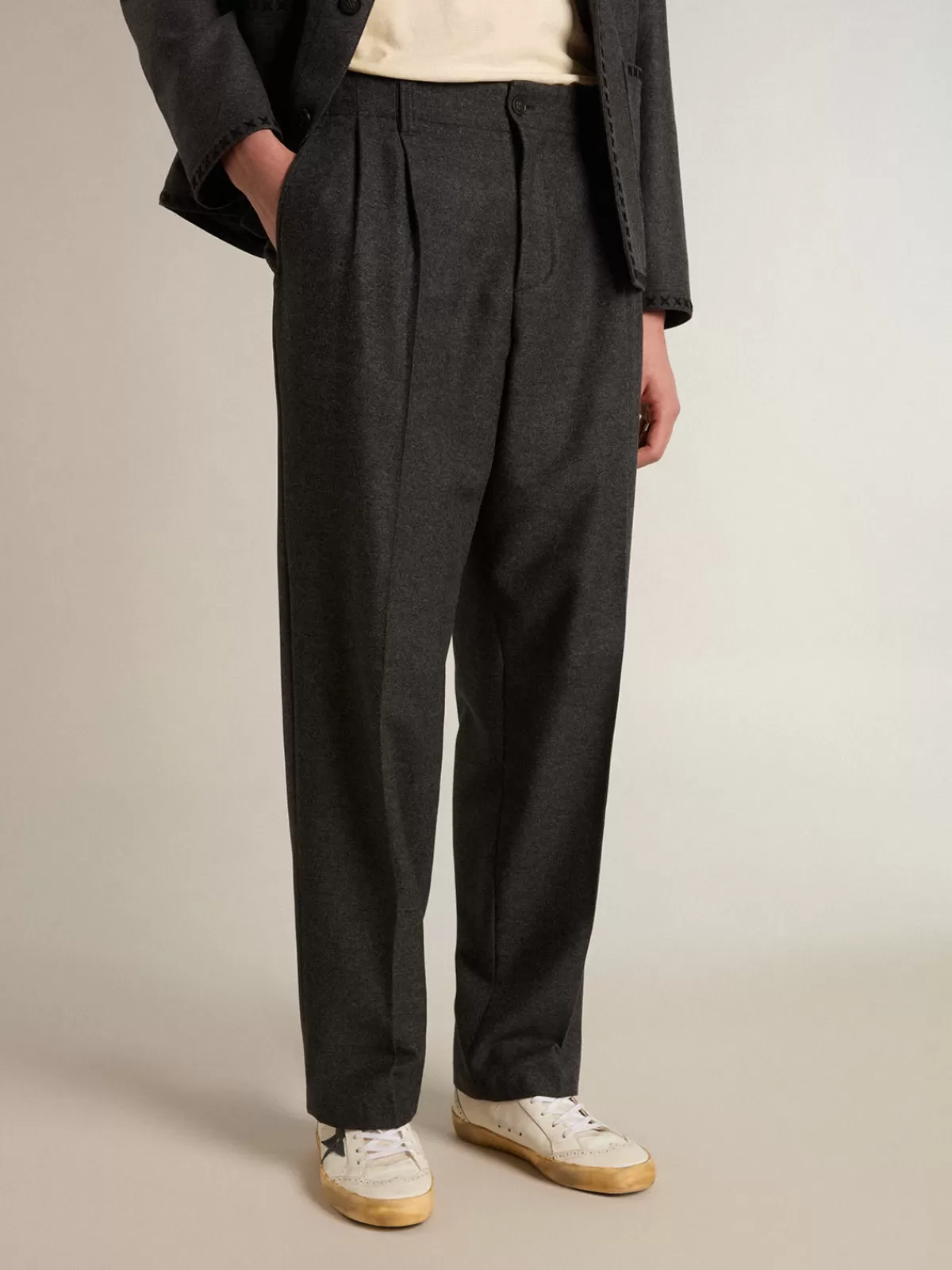 Golden Goose Pants in dark gray wool flannel darkgraymelange Outlet