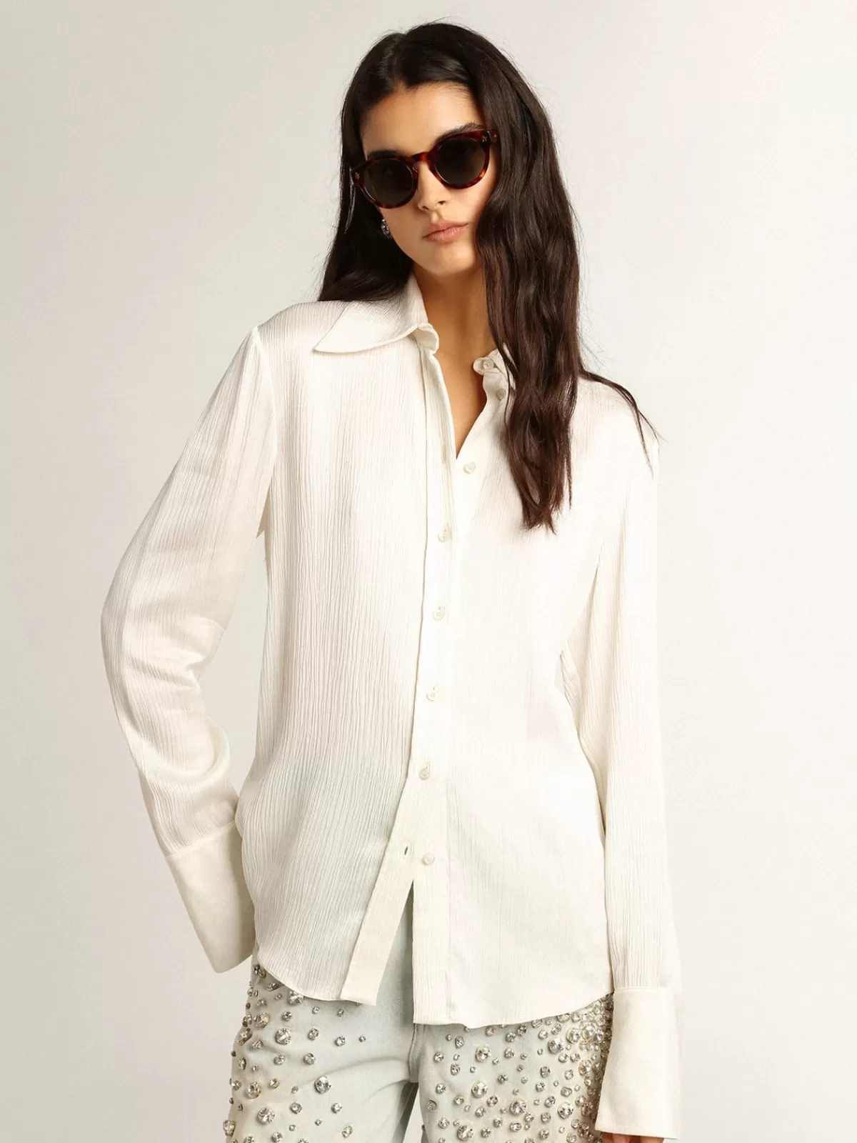 Golden Goose -colored slim-fit shirt parchment Best Sale