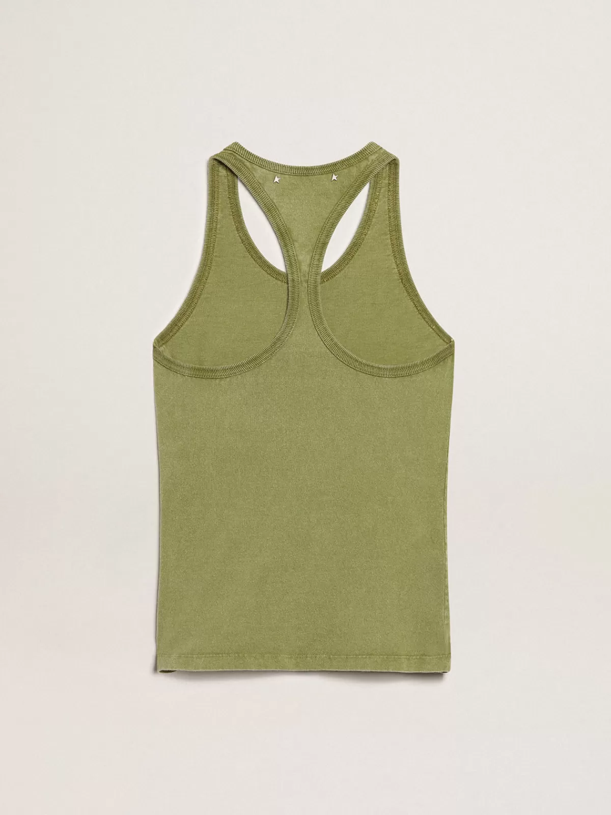 Golden Goose Pesto-green tank top with white lettering on the front pestogreen Best Sale