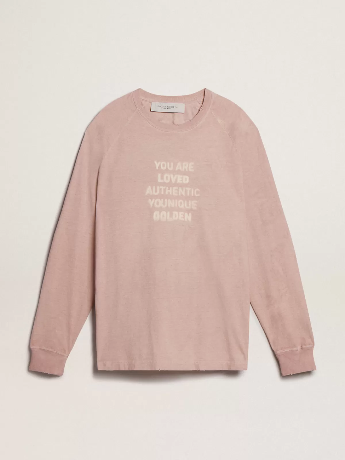 Golden Goose Powder-pink T-shirt with white lettering on the front brightblue Sale