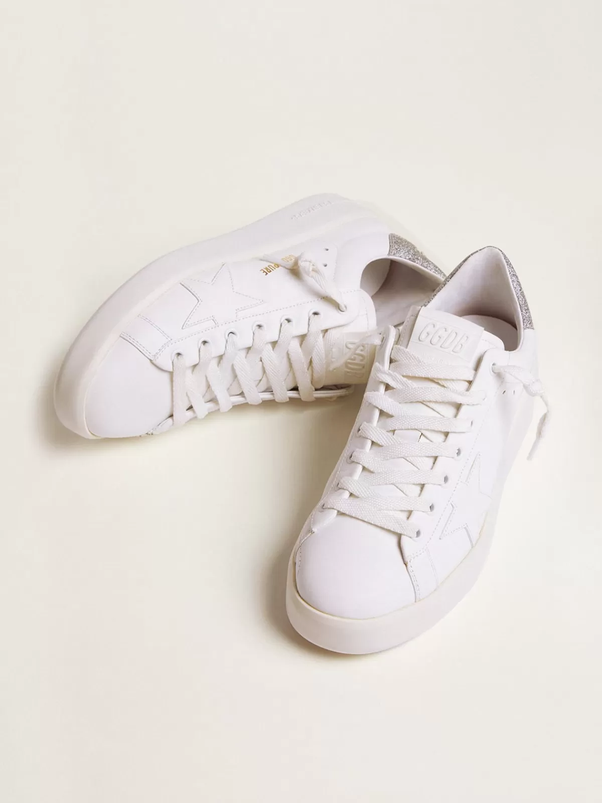 Golden Goose Purestar sneakers with glittery silver heel tab white Discount