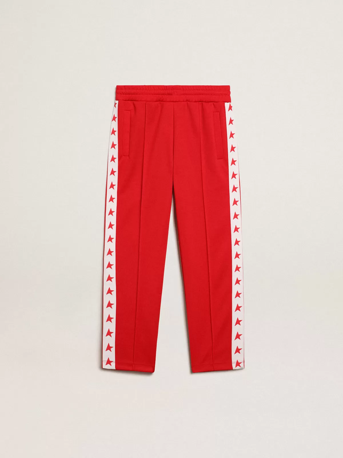 Golden Goose Red joggers with white stripe with contrasting red stars redandwhite Flash Sale